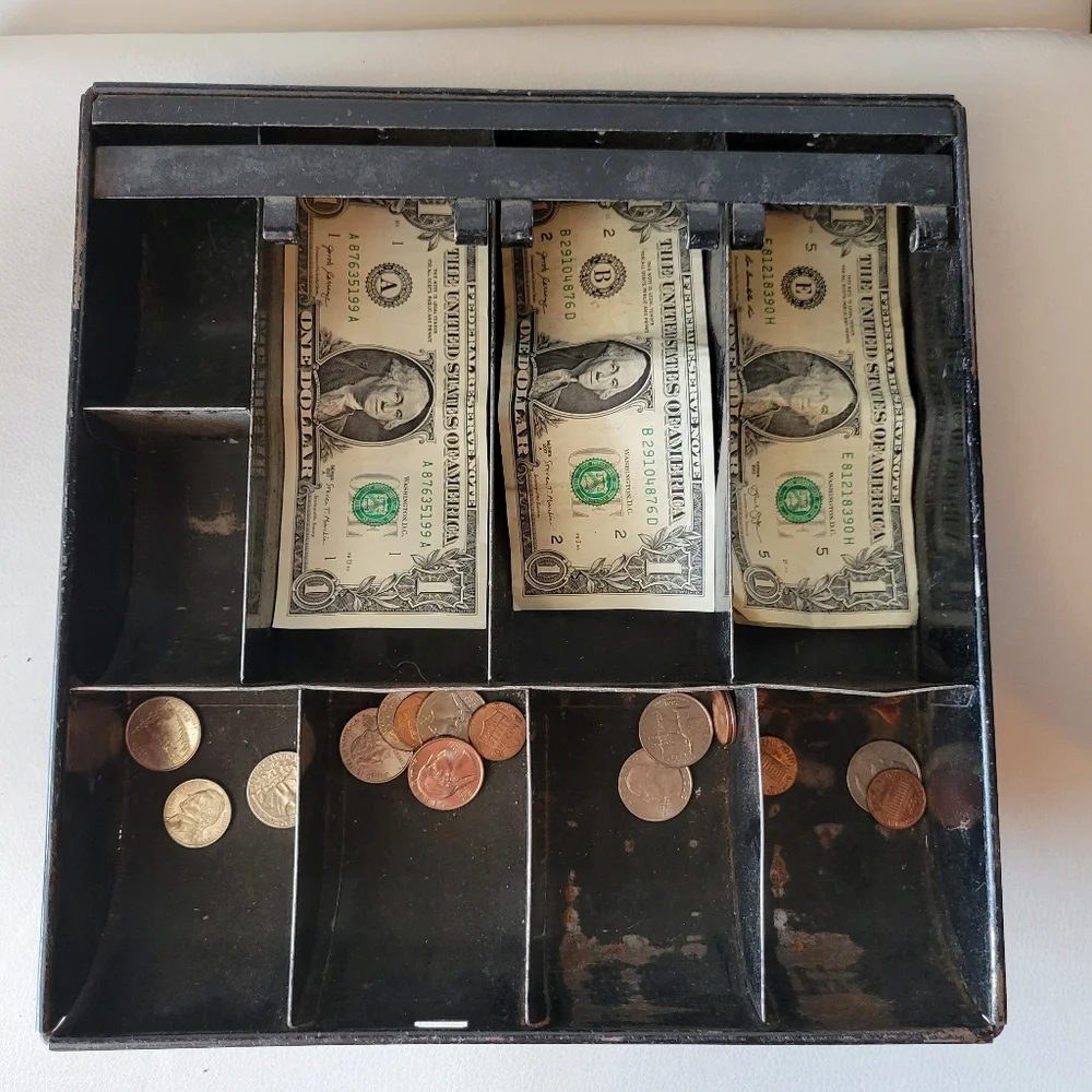 Vintage Metal Cash Register Drawer Tray ~ MCM ~ Industrial ~ Retro ~ Steampunk